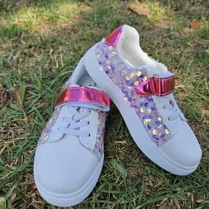 Sparkly Pink and White Kids Sneakers